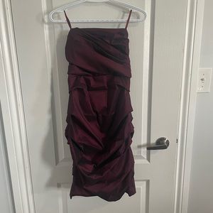 Size M Strapless Bodycon Red Dress with Ruching